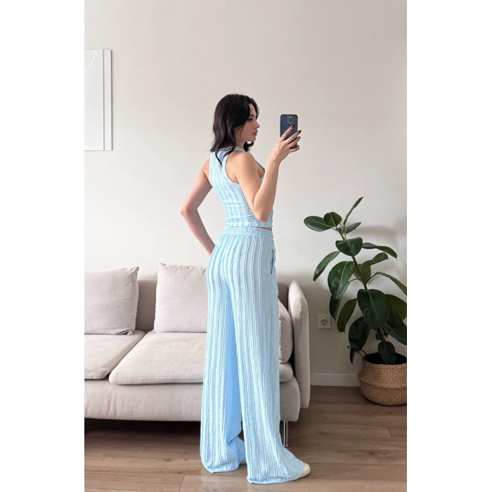 Halter Fitilli İkili Takım - MAVİ