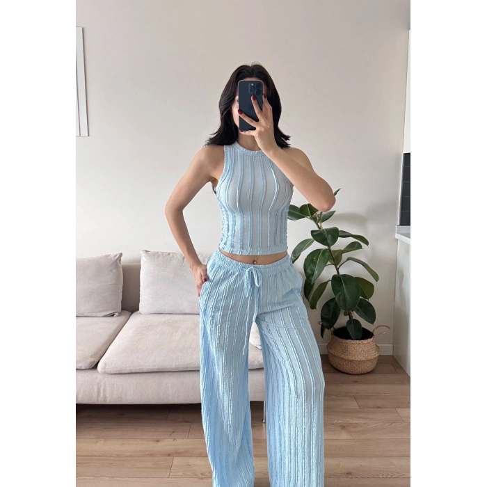 Halter Fitilli İkili Takım - MAVİ