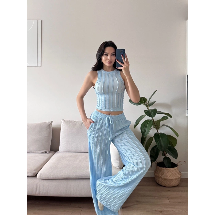 Halter Fitilli İkili Takım - MAVİ