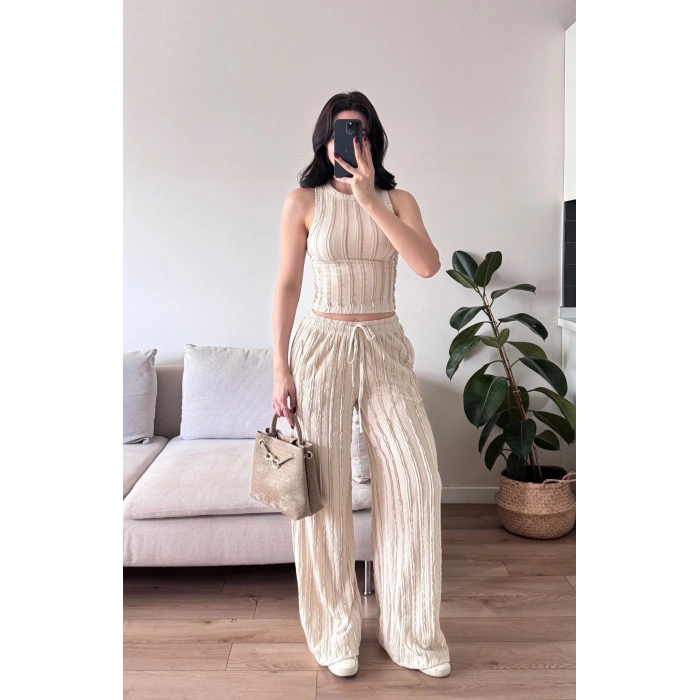 Halter Fitilli İkili Takım - BEJ