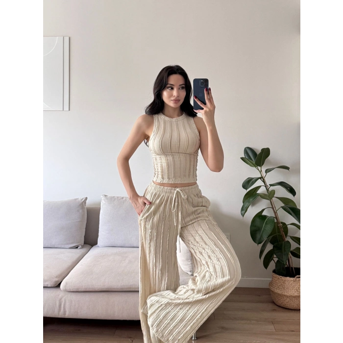 Halter Fitilli İkili Takım - BEJ