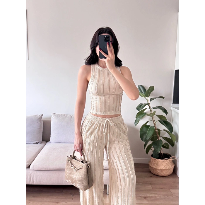 Halter Fitilli İkili Takım - BEJ