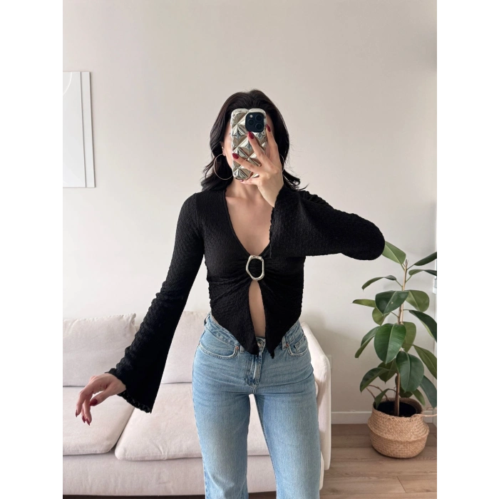 Kol İspanyol Aksesuar Crop - SİYAH