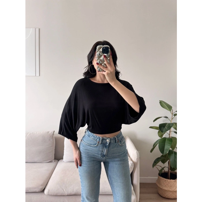 Yarasa Kol Modal Crop- SİYAH