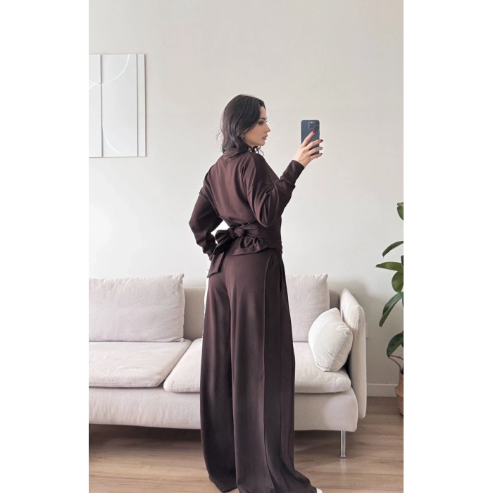 Bel Bağlamalı Modal Takım - KAHVE
