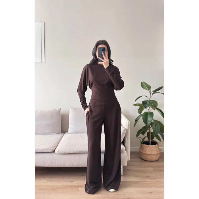 Bel Bağlamalı Modal Takım - KAHVE