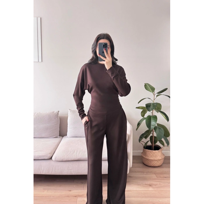 Bel Bağlamalı Modal Takım - KAHVE