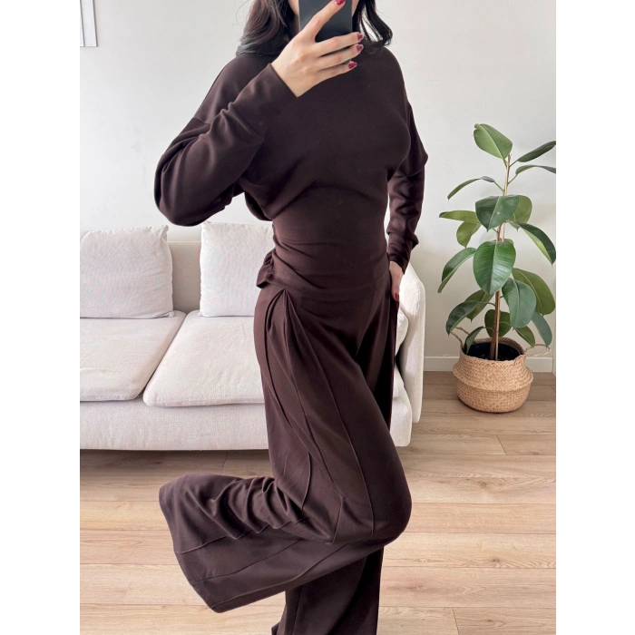 Bel Bağlamalı Modal Takım - KAHVE