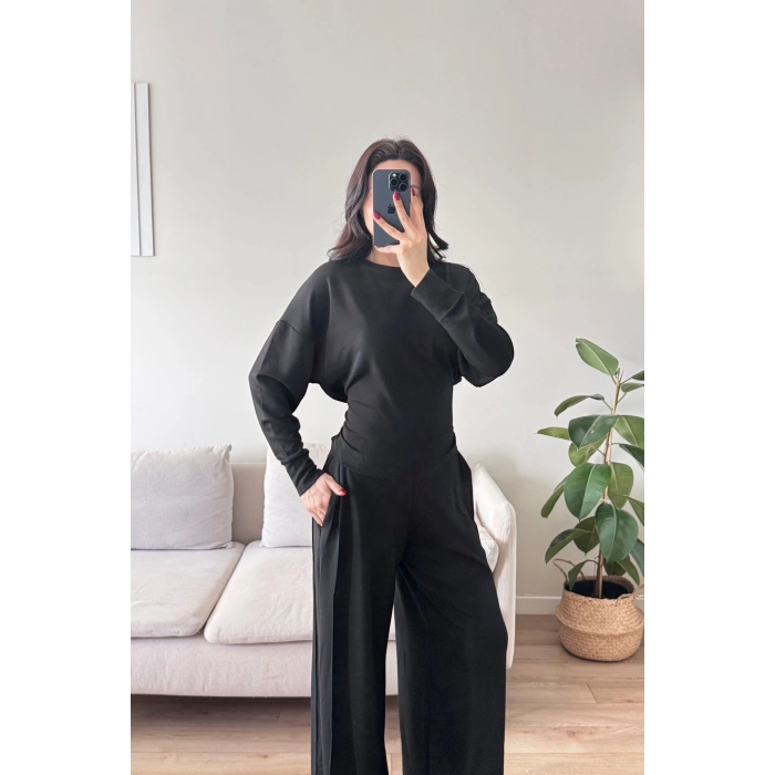 Bel Bağlamalı Modal Takım - SİYAH