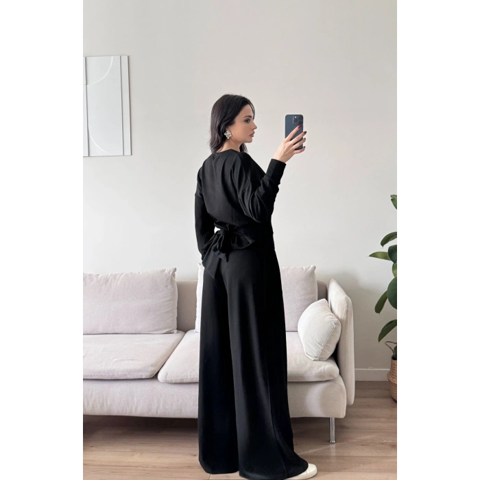 Bel Bağlamalı Modal Takım - SİYAH