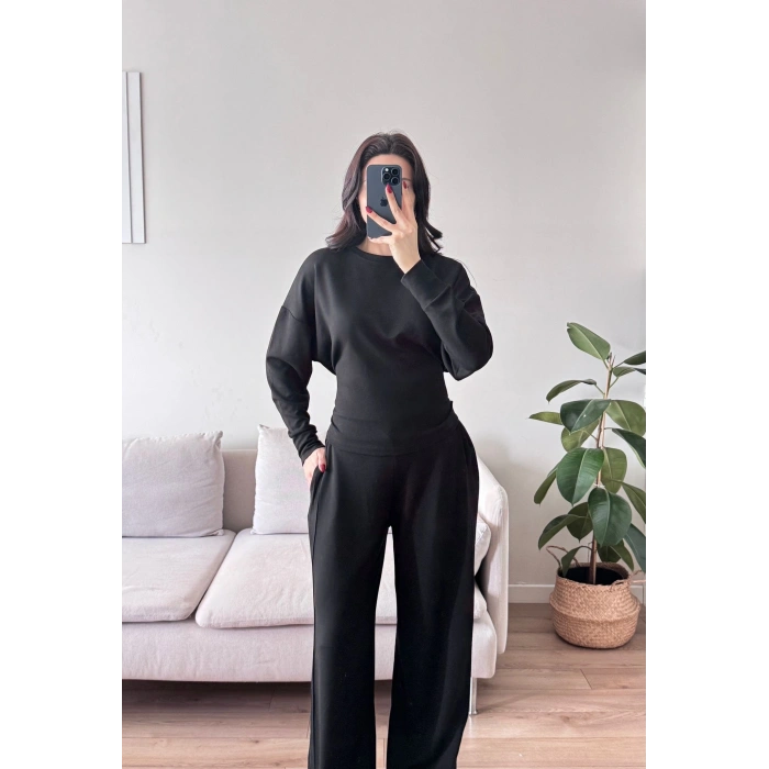 Bel Bağlamalı Modal Takım - SİYAH