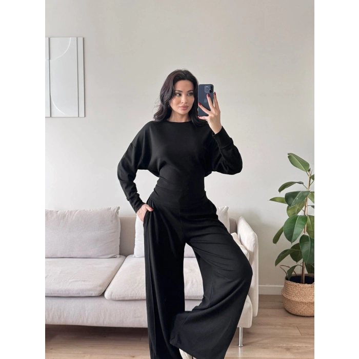 Bel Bağlamalı Modal Takım - SİYAH