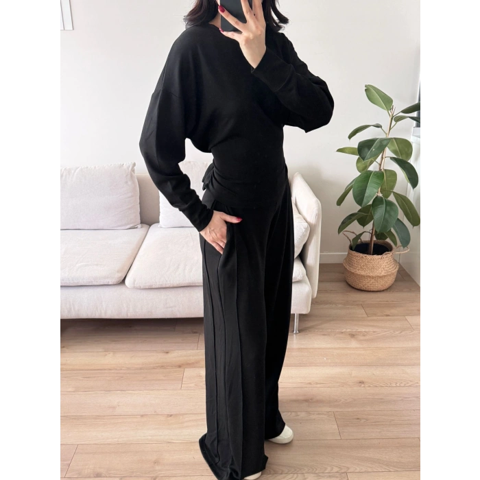 Bel Bağlamalı Modal Takım - SİYAH