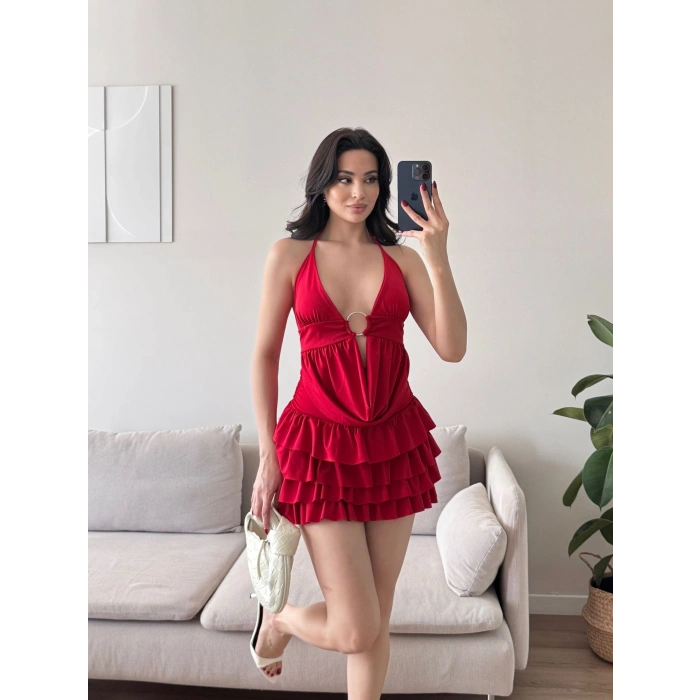 Fırfırlı Halka Takım - KIRMIZI