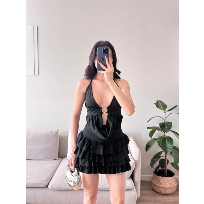 Fırfırlı Halka Takım - SİYAH