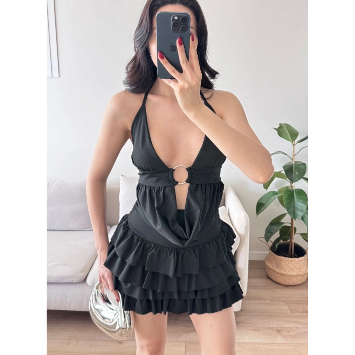 Fırfırlı Halka Takım - SİYAH