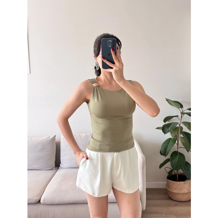 Omuz Aksesuar Halter Crop - YEŞİL