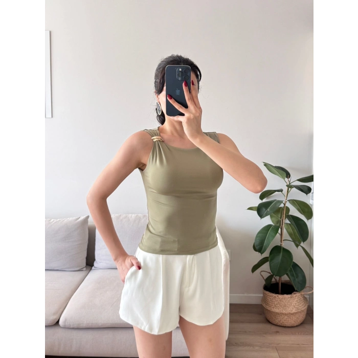 Omuz Aksesuar Halter Crop - YEŞİL