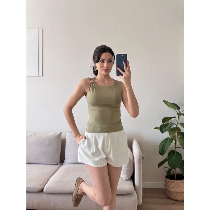 Omuz Aksesuar Halter Crop - YEŞİL