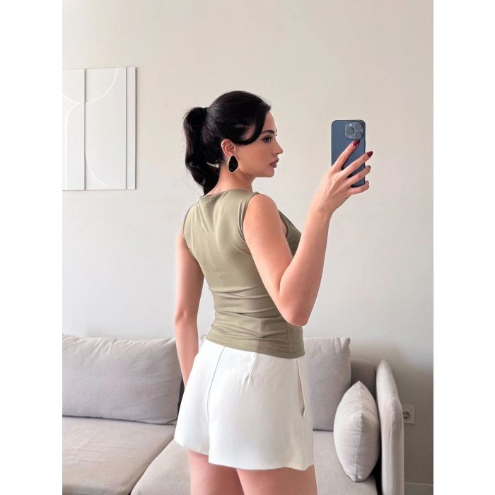 Omuz Aksesuar Halter Crop - YEŞİL