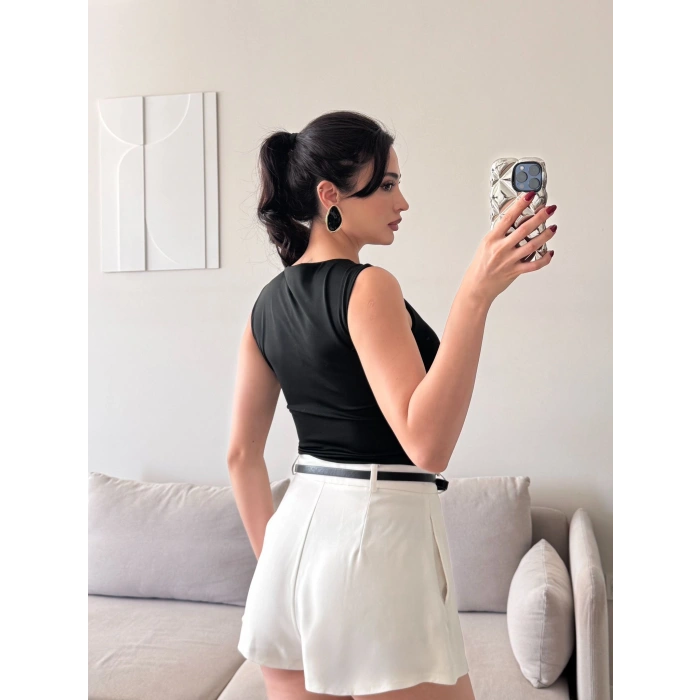Omuz Aksesuar Halter Crop - SİYAH