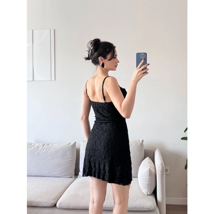 Astarlı İp Askı Dantel Elbise