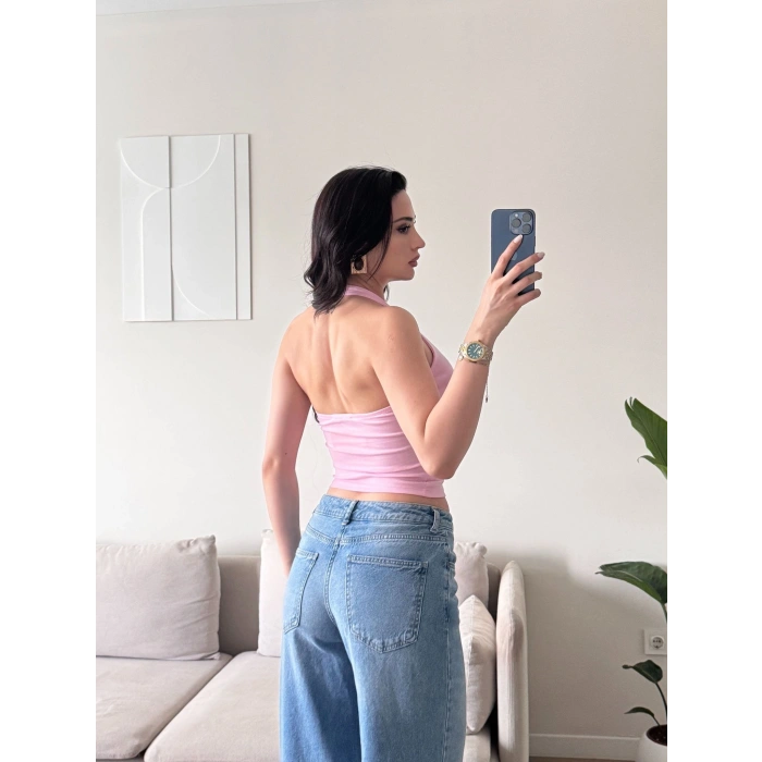 Boyun Geçmeli Crop - PEMBE