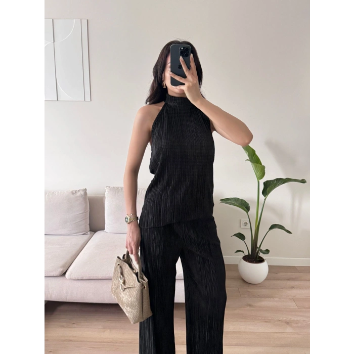 Sırt Dekolte Fitilli Takım - SİYAH