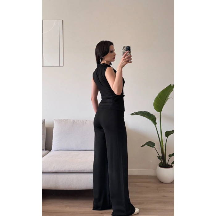 Fermuarlı Kemer Detay Takım - SİYAH