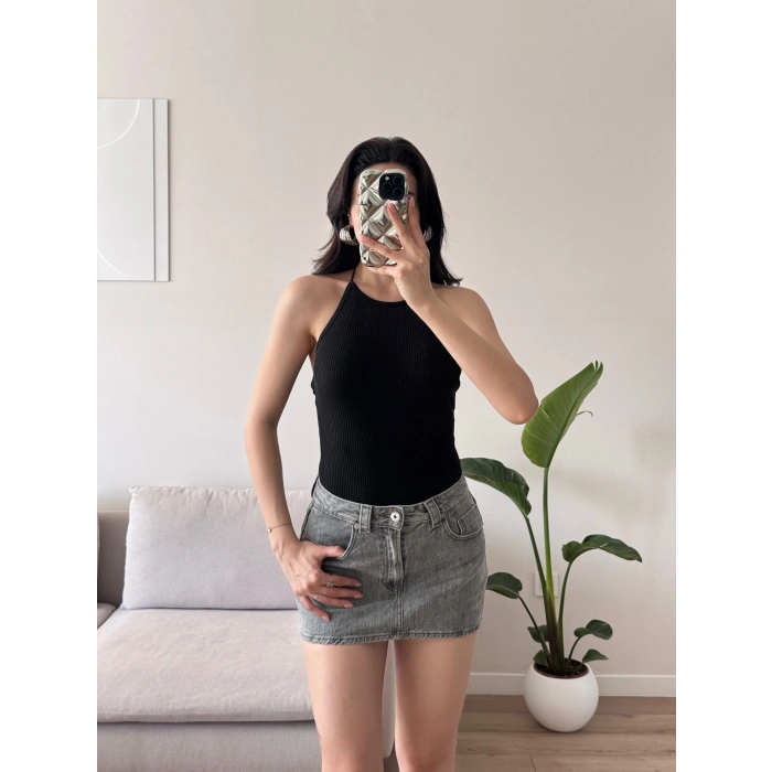 Sırt Dekolte Bodysuit - SİYAH