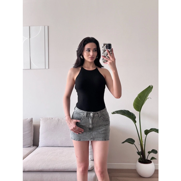 Sırt Dekolte Bodysuit - SİYAH