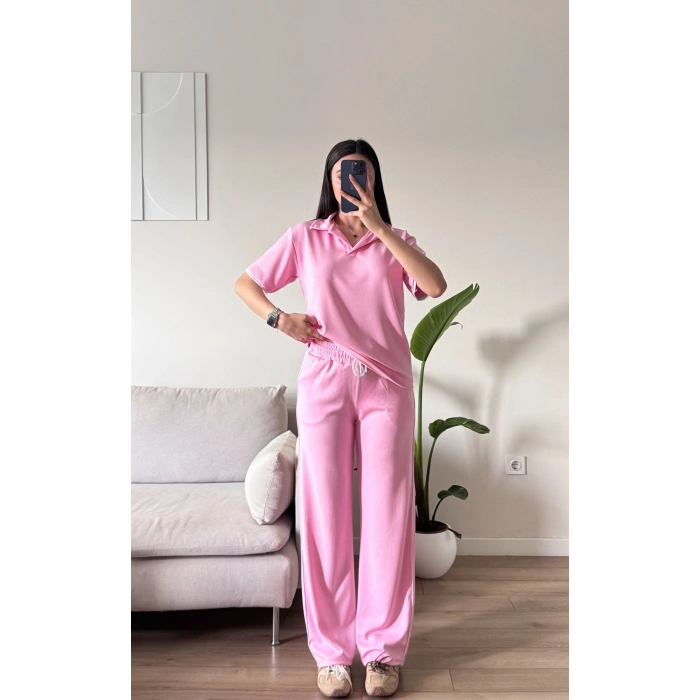 Biyeli Oys Kumaş Takım - PEMBE