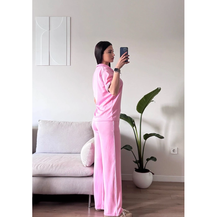 Biyeli Oys Kumaş Takım - PEMBE