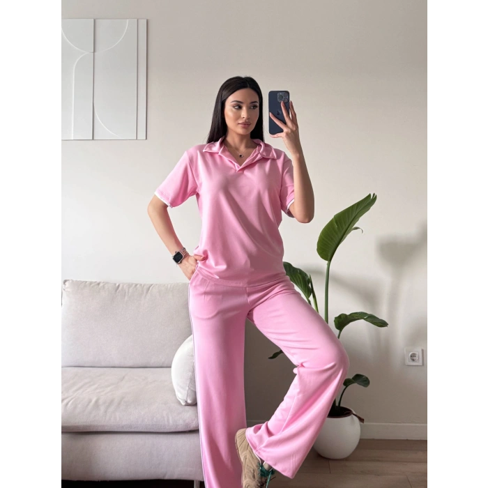 Biyeli Oys Kumaş Takım - PEMBE