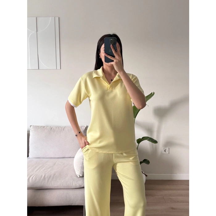 Biyeli Oys Kumaş Takım - SARI