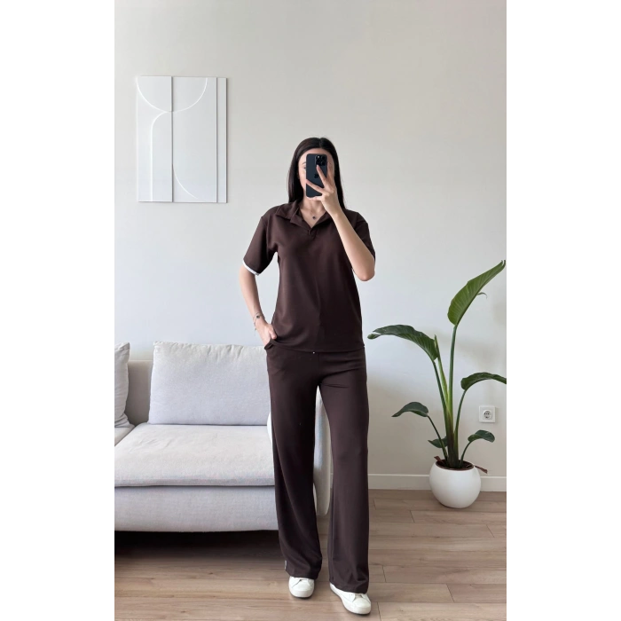 Biyeli Oys Kumaş Takım - KAHVE