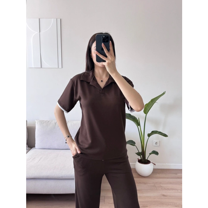 Biyeli Oys Kumaş Takım - KAHVE