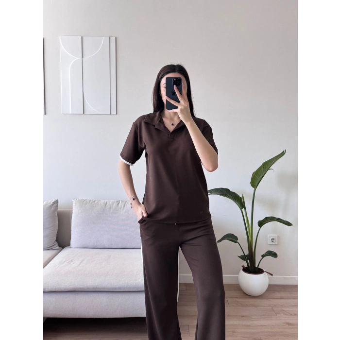 Biyeli Oys Kumaş Takım - KAHVE