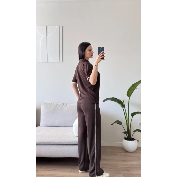 Biyeli Oys Kumaş Takım - KAHVE