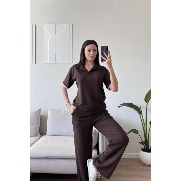 Biyeli Oys Kumaş Takım - KAHVE