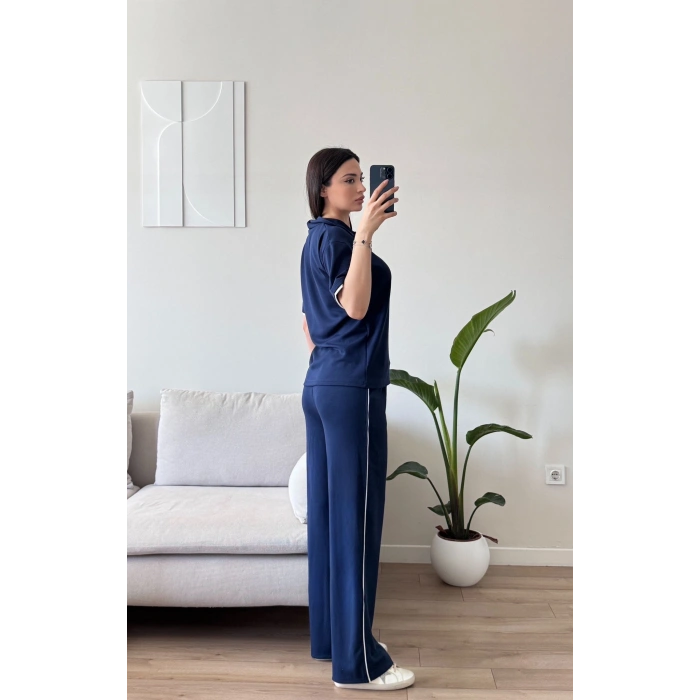 Biyeli Oys Kumaş Takım - LACİVERT