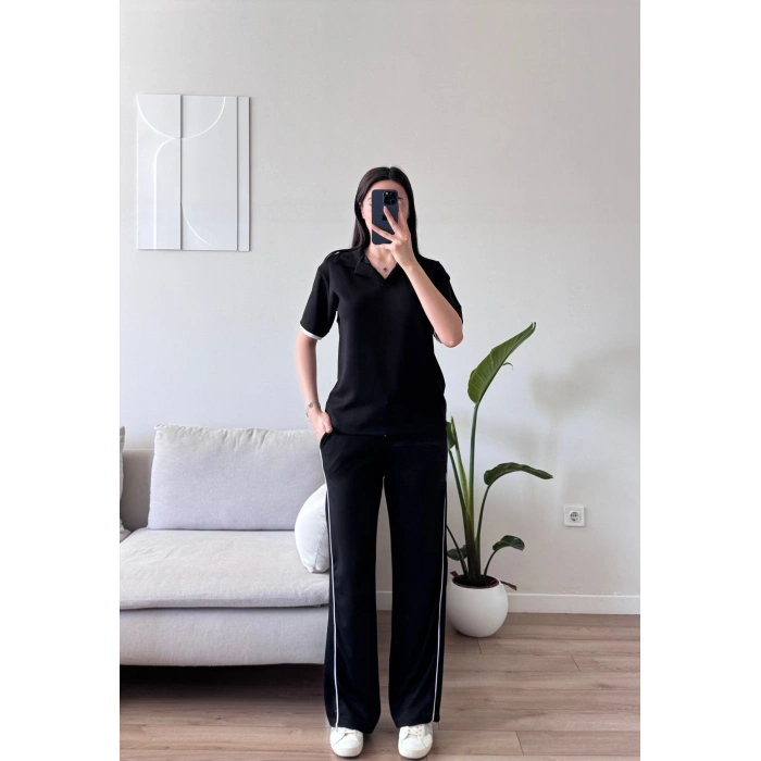 Biyeli Oys Kumaş Takım - SİYAH