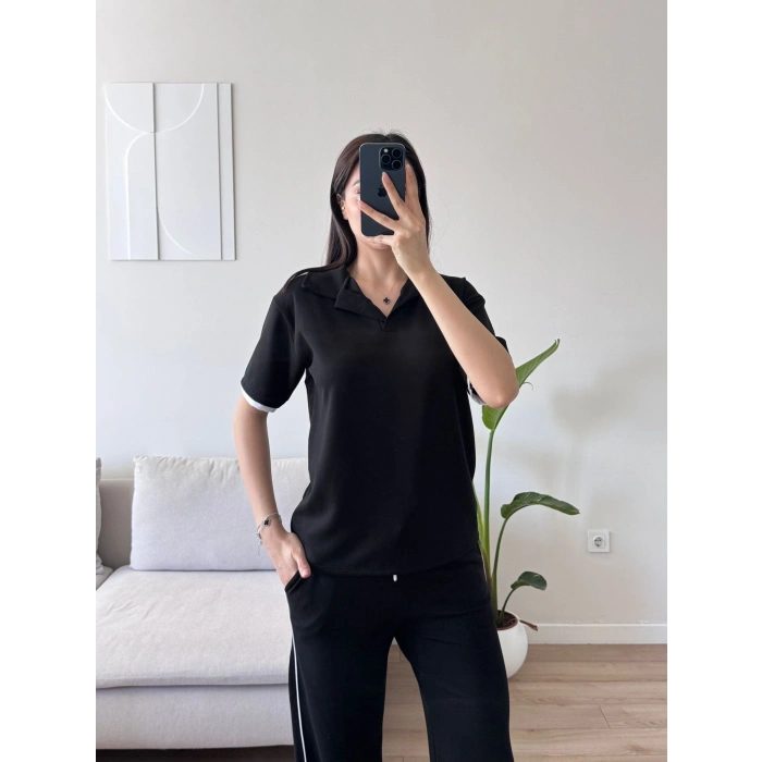 Biyeli Oys Kumaş Takım - SİYAH