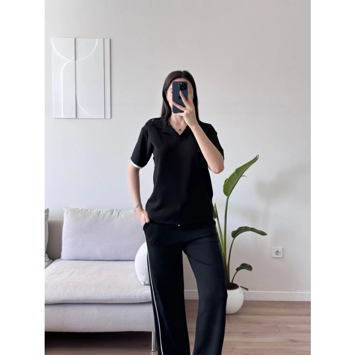 Biyeli Oys Kumaş Takım - SİYAH