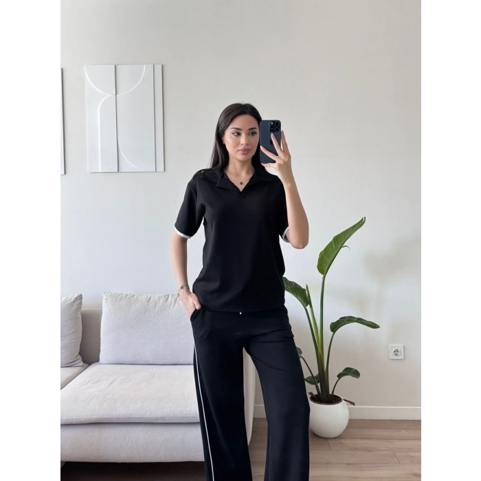 Biyeli Oys Kumaş Takım - SİYAH