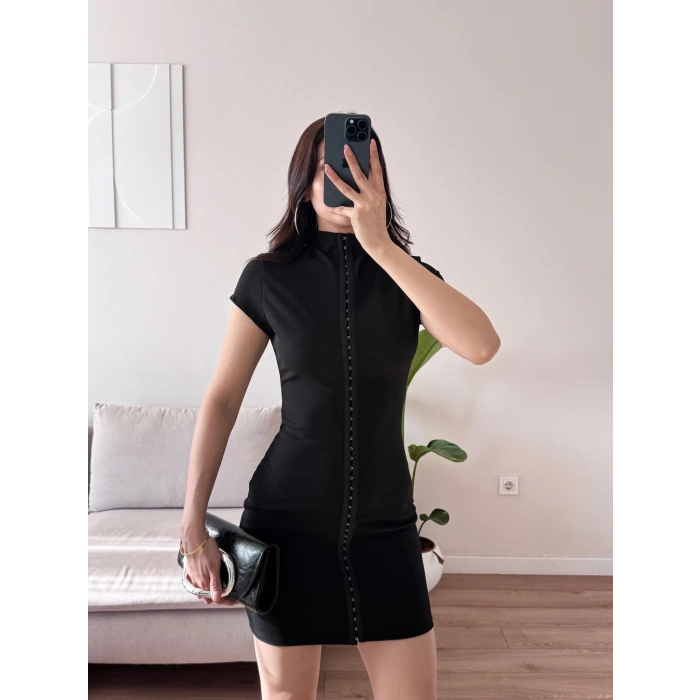 Agraflı Mini Elbise