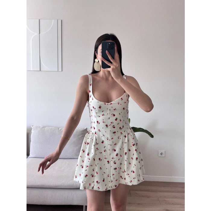 Çiçek Desen Mini Elbise
