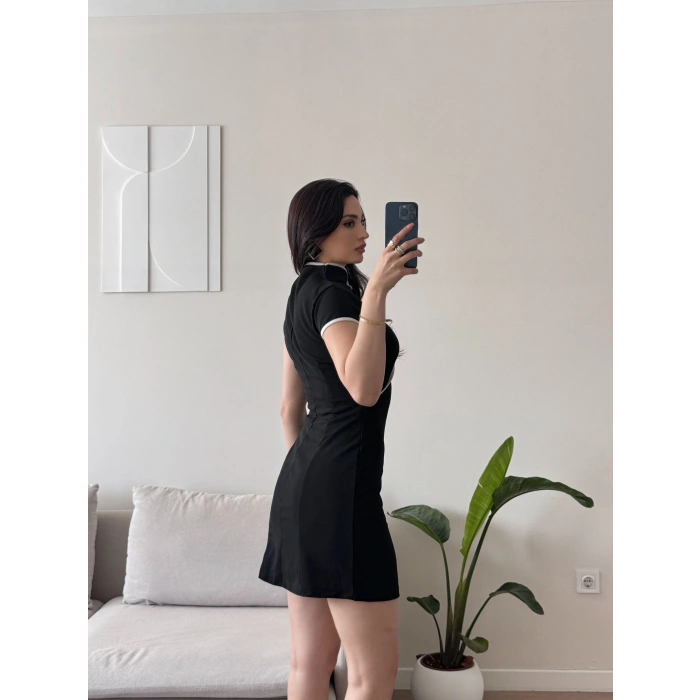Göğüs Dekolte Premium Elbise - SİYAH