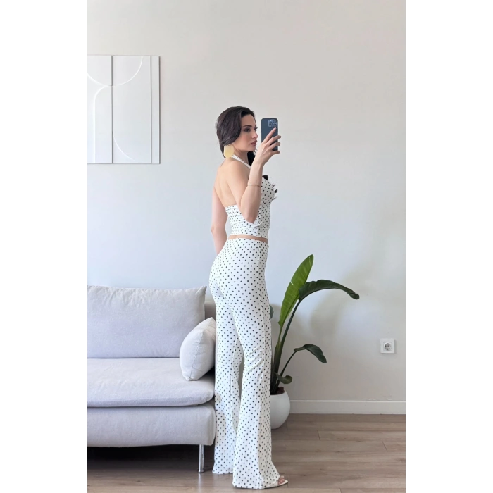 Puantiyeli Crop & Taytlı İkili Takım