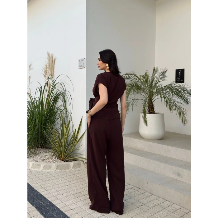 Kuşaklı Modal Salaş Takım - KAHVE